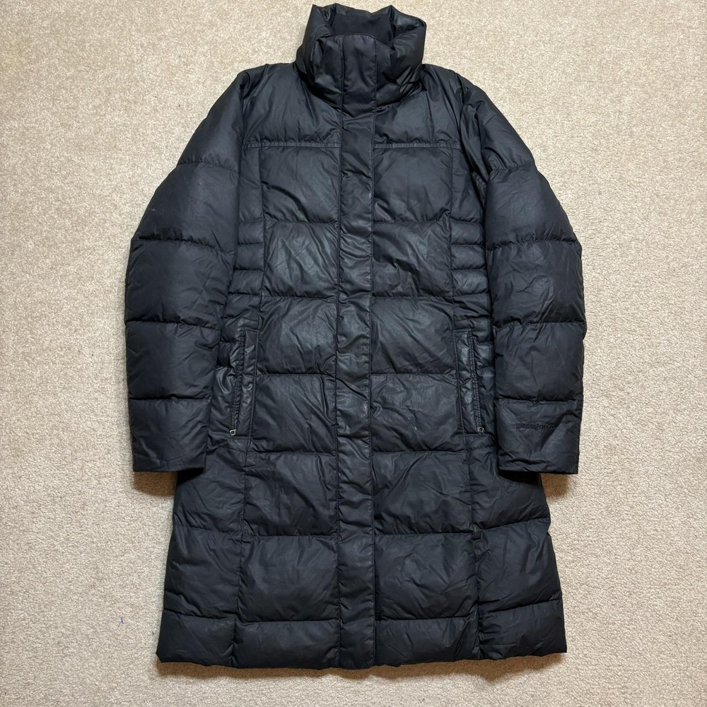 Patagonia Down Parka Jacket Womens Small Black Long Quilted Insulated Coat Gorp